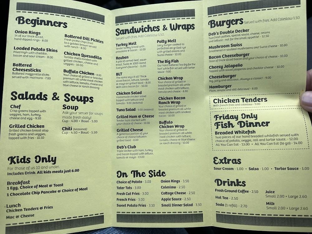 Deb's Diner - Menu Scan 1