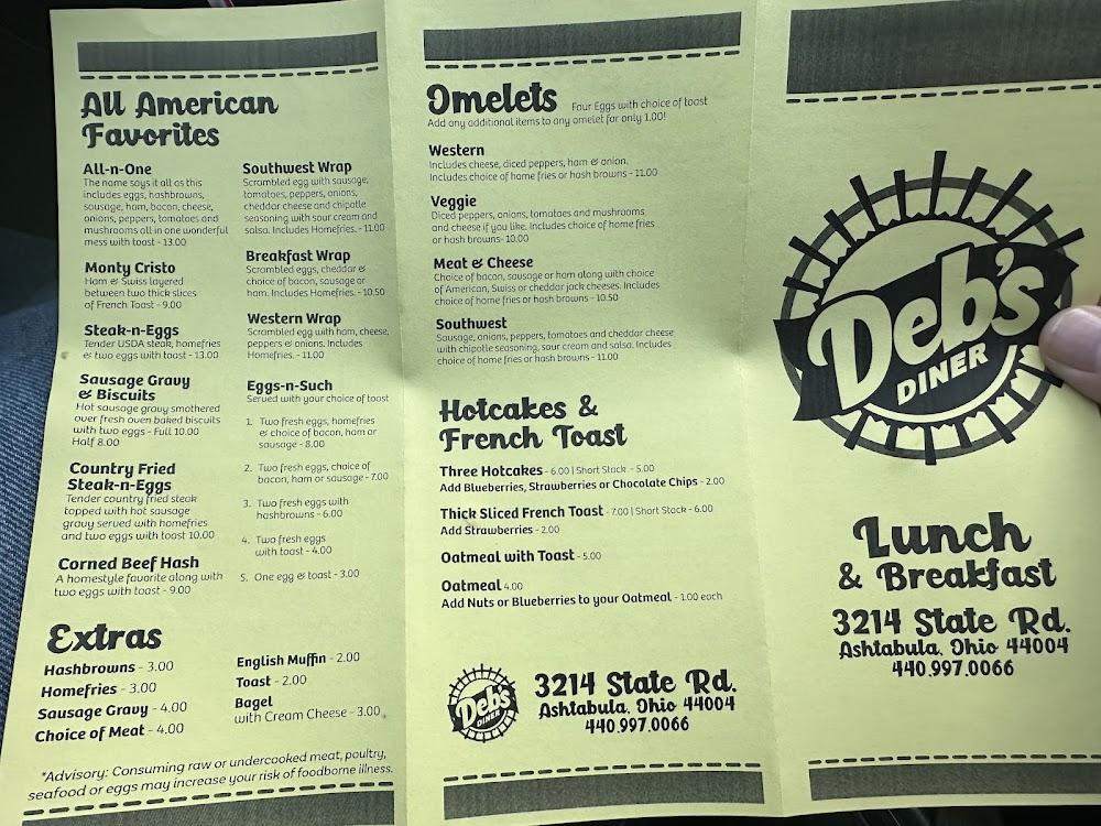 Deb's Diner - Menu Scan 3